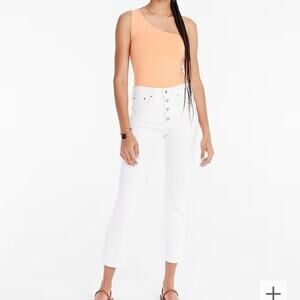 J Crew White Denim Vintage Straight Button Fly Jeans Size 33 slight stretch nwts